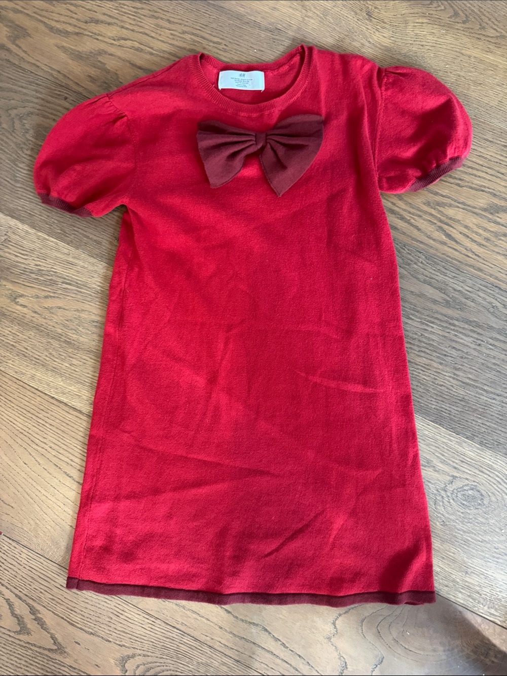 H&M Red Knit Dress with Decorative Bow